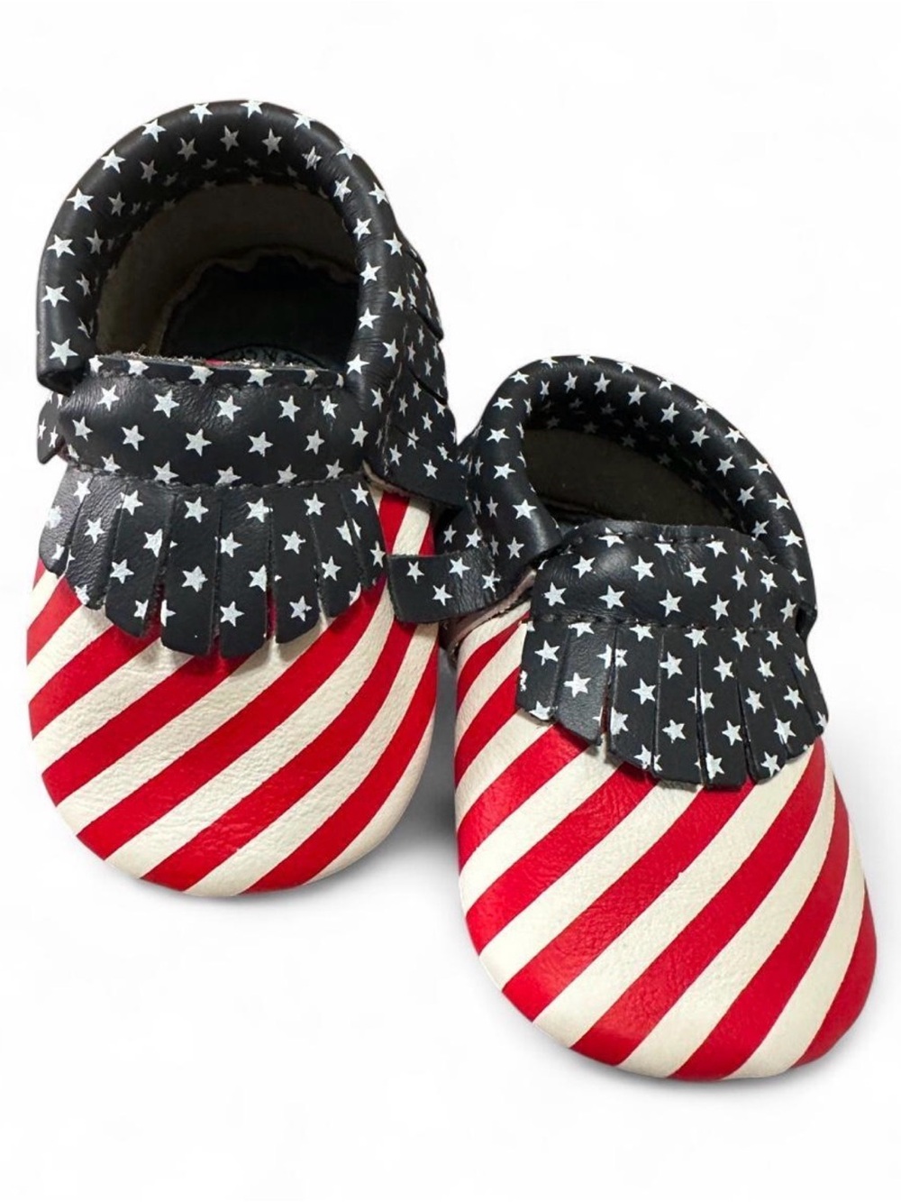 Star-Spangled Baby Moccasins - Red, White & Black